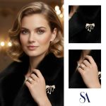 İncili Fiyonk Broş & Yüzük Seti