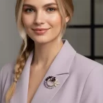 Lila Çiçekli Halka Broş